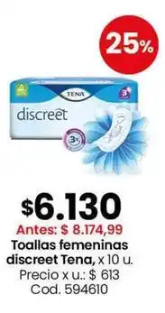 Coto Tena - toallas femeninas discreet, x 10 u. cod. 594610 oferta