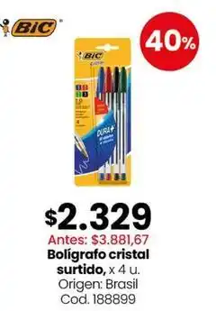 Coto Bic - bolígrafo cristal surtido oferta