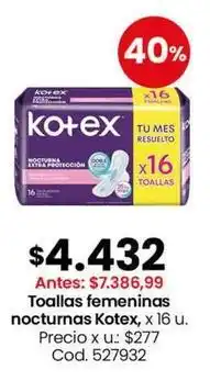 Coto Kotex - toallas femeninas nocturnas, x 16 u oferta