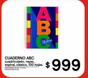 Supermercados Vea Cuaderno Abc Cuadriculado Rayas Espiral Clasico 100 Hojas oferta