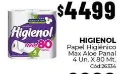 Diarco Higienol - papel higiénico max aloe panal 4 un. x 80 mt oferta
