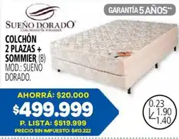 Casa del Audio Sueño dorado colchón 2 plazas + sommier oferta