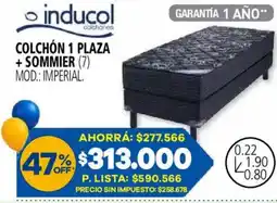 Casa del Audio Inducol colchones colchón 1 plaza + sommier oferta