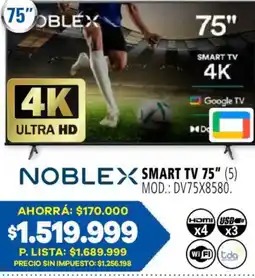 Casa del Audio Noblex smart tv 75" oferta