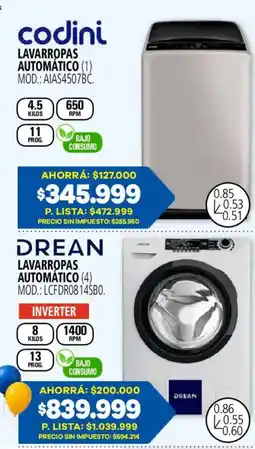 Casa del Audio Codini lavarropas automático oferta