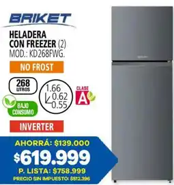 Casa del Audio Briket heladera con freezer oferta