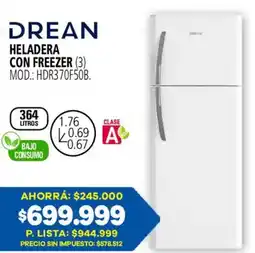 Casa del Audio Drean heladera con freezer oferta