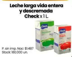 Changomas Check leche larga vida entera y descremada oferta