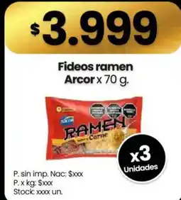 Changomas Arcor fideos ramen carne oferta