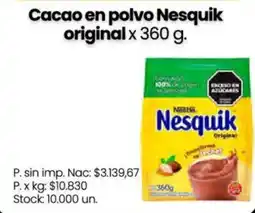 Changomas Nesquik cacao en polvo original oferta
