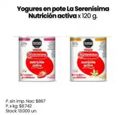 Changomas La serenisima yogures en pote nutricion activa oferta