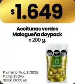 Changomas Malagueña aceitunas verdes doypack oferta