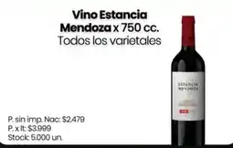 Changomas Vino Estancia Mendoza oferta