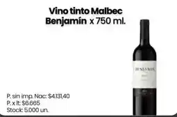 Changomas Benjamín vino tinto Malbec oferta