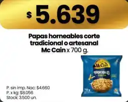 Changomas Mc Cain papas horneables corte tradicional o artesanal oferta