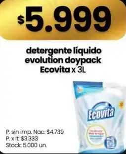 Changomas Ecovita detergente líquido evolution doypack oferta
