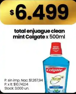 Changomas Colgate total enjuague clean mint oferta