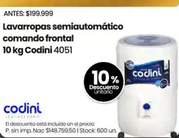 Changomas Codini lavarropas semiautomático comando frontal oferta