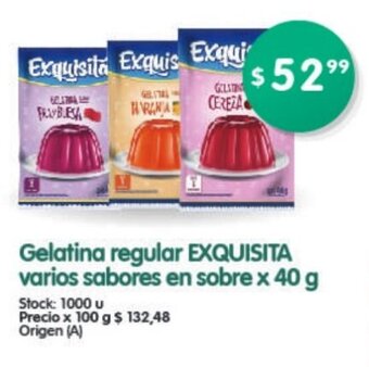 Exquisita Gelatina regular varios sabores en sobre x 40g
