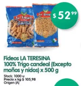 Supermercados Buenos Días La Teresina Fideos 100% Trigo candeal x 500g oferta