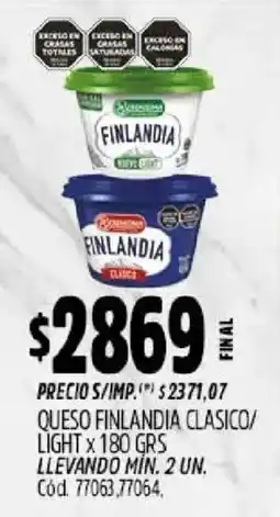 Supermercados Yaguar Finlandia queso clasico/ light oferta