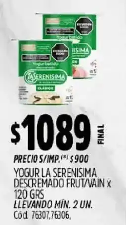 Supermercados Yaguar La serenisima yogur descremado frut/vain oferta