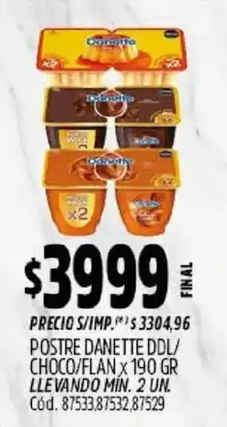 Supermercados Yaguar Danette postre choco/flan oferta