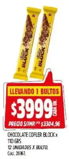 Supermercados Yaguar Cofler chocolate block oferta