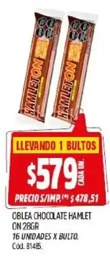 Supermercados Yaguar Oblea chocolate hamlet oferta