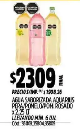 Supermercados Yaguar Aquarius agua saborizada pera/pomelo/pom. rosado oferta