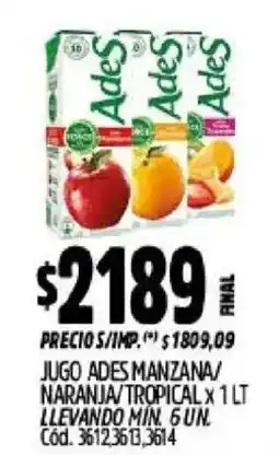 Supermercados Yaguar Ades jugo manzana naranja tropical oferta