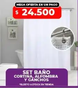 Supermayorista Vital Set baño cortina, alfombra y ganchos oferta