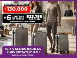 Supermayorista Vital Set valijas rígidas gris 20"24"28" x3u oferta