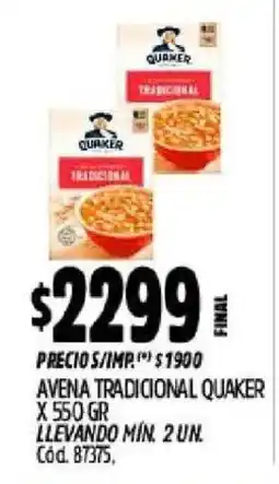 Supermercados Yaguar Quaker avena tradicional oferta