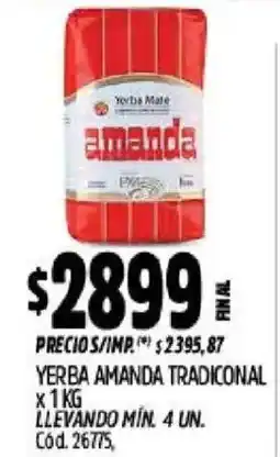 Supermercados Yaguar Amanda yerba mate tradicional oferta