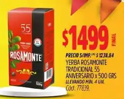 Supermercados Yaguar Rosamonte yerba mate tradicional 55 oferta
