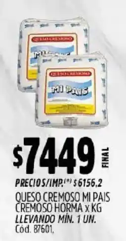 Supermercados Yaguar Mi pais queso cremoso oferta
