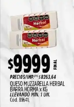 Supermercados Yaguar Herbal queso muzzarella oferta