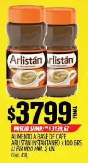 Arlistán aumento a base de café