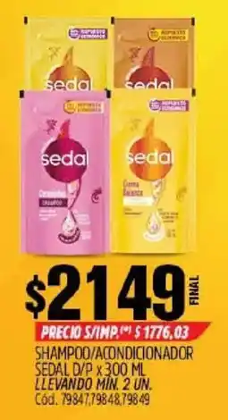 Supermercados Yaguar Sedal shampoo/acondicionador oferta