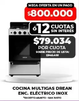 Supermayorista Vital Dream cocina multigas enc. eléctrico inox oferta