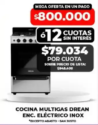 Dream cocina multigas enc. eléctrico inox