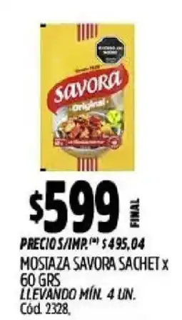 Supermercados Yaguar Savora mostaza sachet oferta