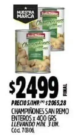 Supermercados Yaguar San remo champiñones enteros oferta