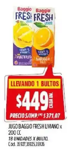 Supermercados Yaguar Baggio jugo fresh liviano oferta