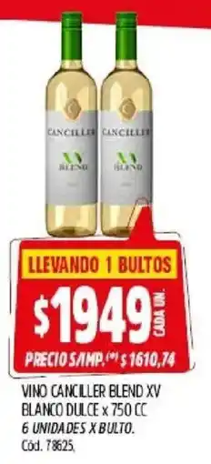 Supermercados Yaguar Vino canciller blend xv blanco dulce x 750 cc oferta