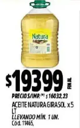 Supermercados Yaguar Natura aceite girasol oferta