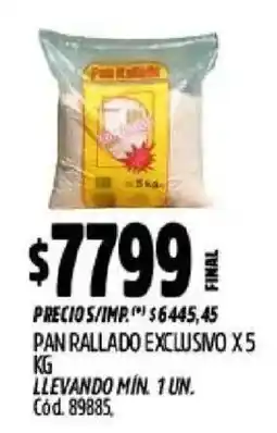 Supermercados Yaguar Pan rallado exclusivo oferta