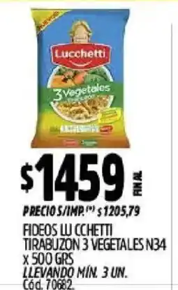 Supermercados Yaguar Lucchetti fideos tirabuzon 3 vegetales n34 oferta