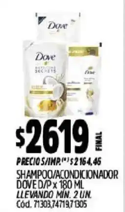 Supermercados Yaguar Dove shampoo/condicionador oferta